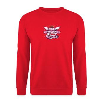 Engel ohne Flügel nennt Oma - Unisex Pullover - Rot - Vorne - Alina (178cm) & Michal (187cm)