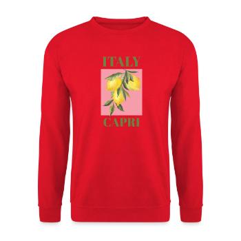 Italien Capri Urlaub Strand Zitronen Insel Mode - Unisex Pullover - Rot - Vorne - Alina (178cm) & Michal (187cm)