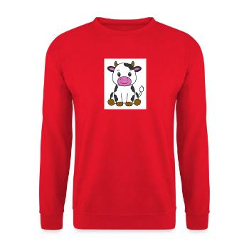 Kuh - Unisex Pullover - Rot - Vorne - Alina (178cm) & Michal (187cm)