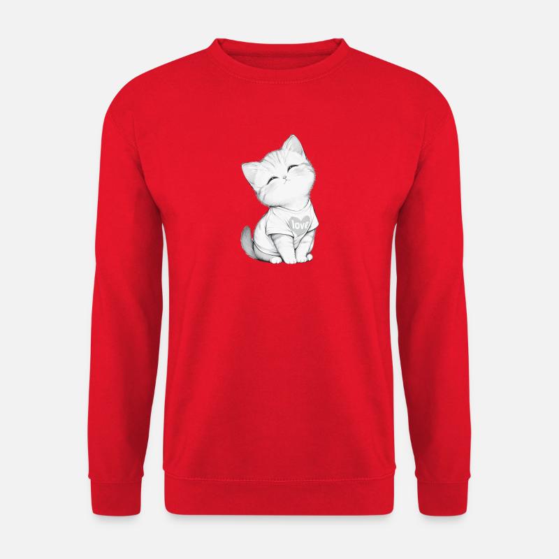 Kuschelige Katze im Herzen Liebe - Unisex Pullover - Rot
