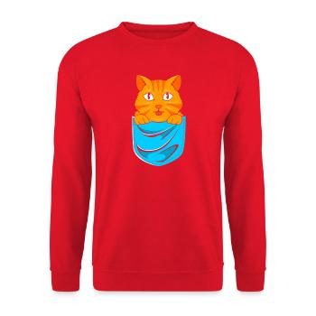 Chat tigré - Sweat-shirt Unisexe - rouge - Devant - Alina (178cm) & Michal (187cm)