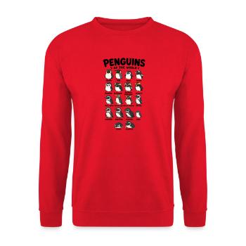 Niedliche Pinguine Arten der Welt süßes Pinguin - Unisex Pullover - Rot - Vorne - Alina (178cm) & Michal (187cm)