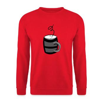 Kaffee Becher SchwarzWeiss Illustration - Unisex Pullover - Rot - Vorne - Alina (178cm) & Michal (187cm)
