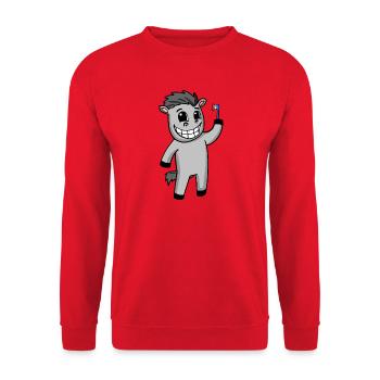 Esel Zähne putzen - Unisex Pullover - Rot - Vorne - Alina (178cm) & Michal (187cm)