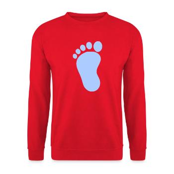 Babyfüße Junge hellblau Geschenk zur Geburt Taufe - Unisex Pullover - Rot - Vorne - Alina (178cm) & Michal (187cm)