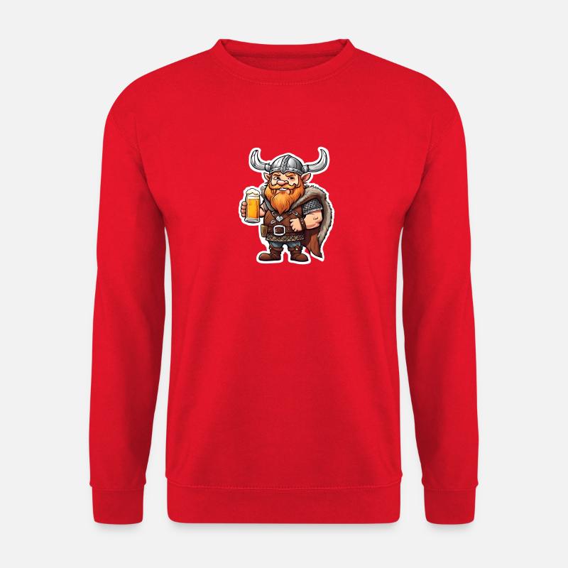 Fröhlicher Wikinger mit Bier - Unisex Pullover - Rot