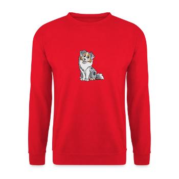 Blue Merle Australian Shepherd - Unisex Pullover - Rot - Vorne - Alina (178cm) & Michal (187cm)