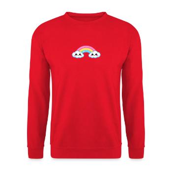 Cute Cloud Rainbow Duo - Unisex Sweatshirt - red - Front - Alina (178cm) & Michal (187cm)