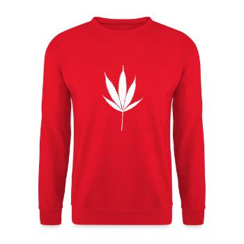 Weißes Cannabisblatt - Unisex Pullover - Rot - Vorne - Alina (178cm) & Michal (187cm)