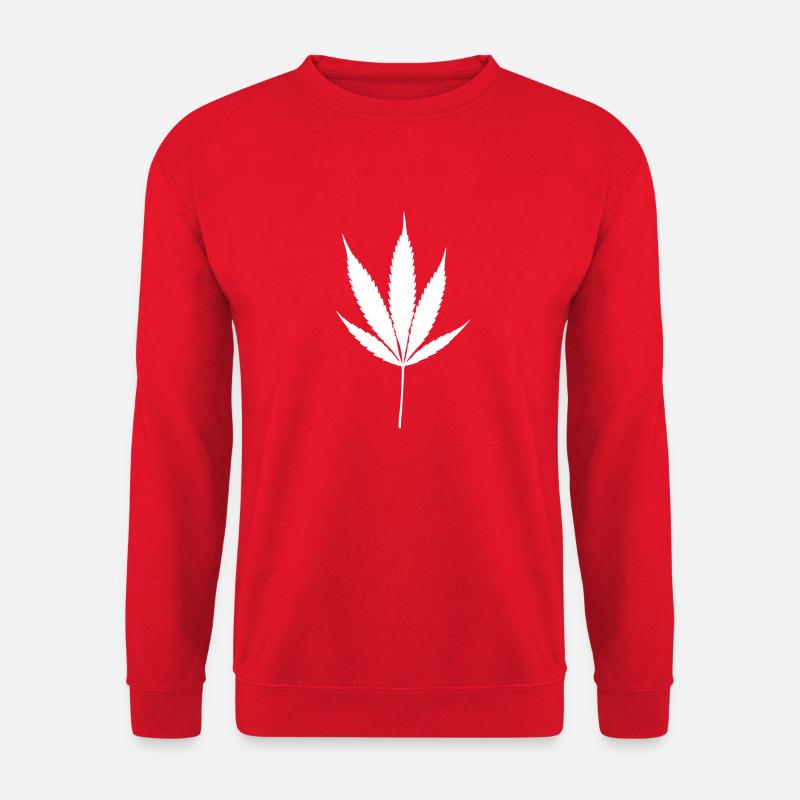 White Cannabis Leaf - Unisex Sweatshirt - red