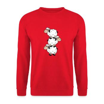 3 Schafe Turm Zirkus Akrobatik Drei Artisten Spaß - Unisex Pullover - Rot - Vorne - Alina (178cm) & Michal (187cm)
