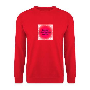 Loving life, hating people - Unisex Sweatshirt - red - Front - Alina (178cm) & Michal (187cm)