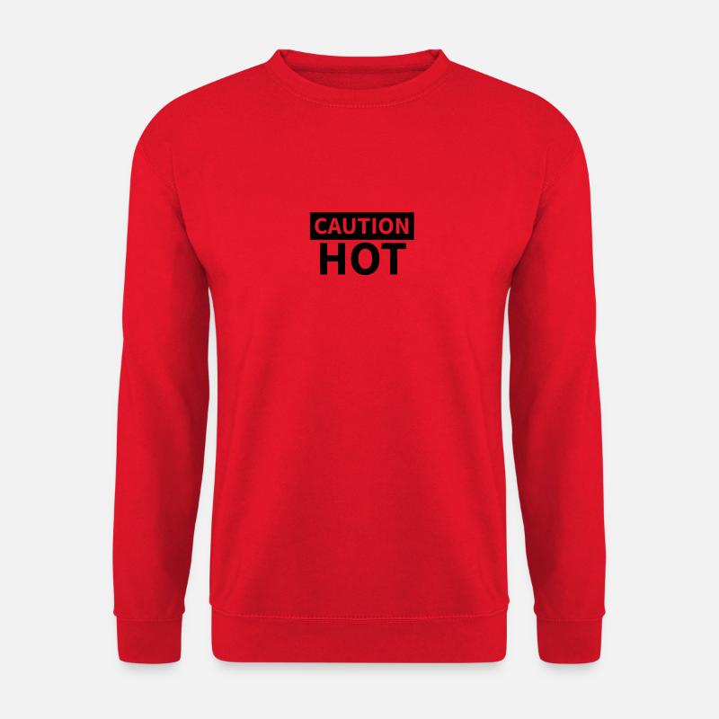 CAUTION HOT Black - Unisex Pullover - Rot