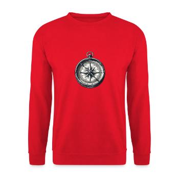 Vintage Compass: Northward with Style - Unisex Sweatshirt - red - Front - Alina (178cm) & Michal (187cm)