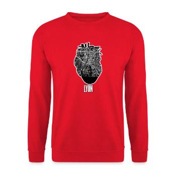 Lyon Carte Coeur - noir - Sweat-shirt Unisexe - rouge - Devant - Alina (178cm) & Michal (187cm)