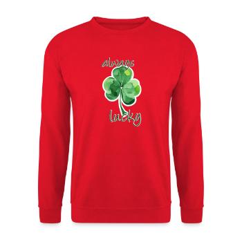 Always Lucky - Unisex Sweatshirt - red - Front - Alina (178cm) & Michal (187cm)