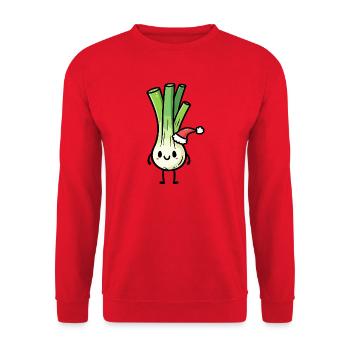Kawaii leek with santa hat - Unisex Sweatshirt - red - Front - Alina (178cm) & Michal (187cm)