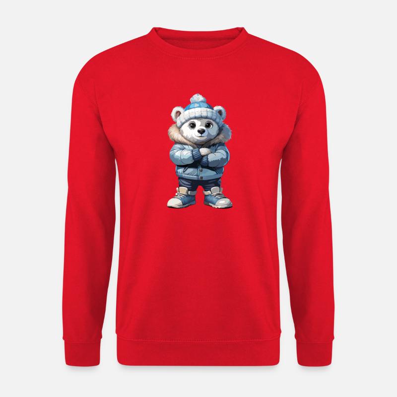 Eisbär Polarbär Teddy Herbst Winter Outfit - Unisex Pullover - Rot