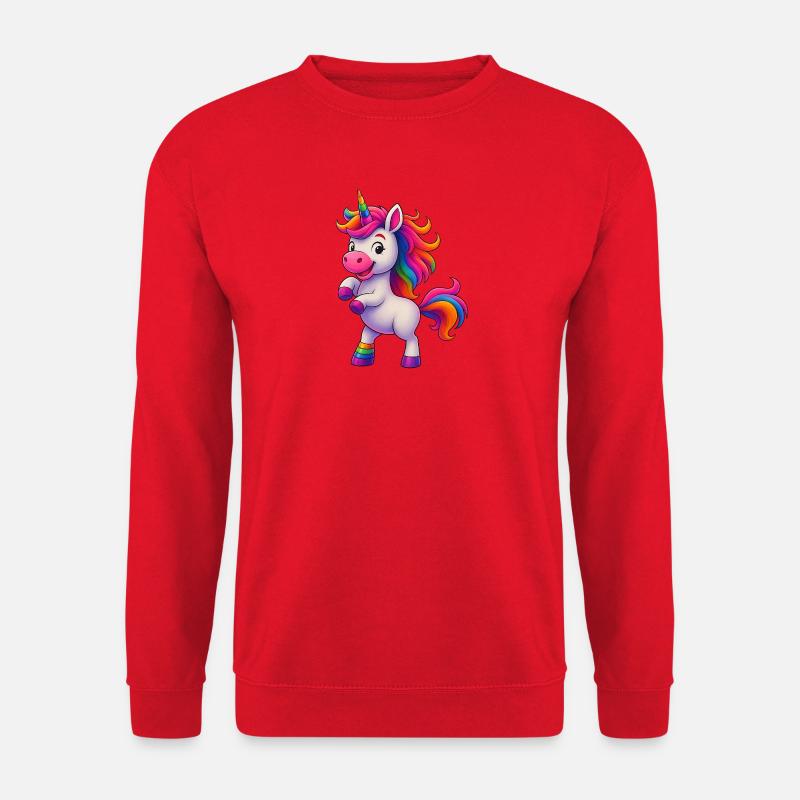 Bunter Einhorn mit Regenbogenmähne - Unisex Pullover - Rot