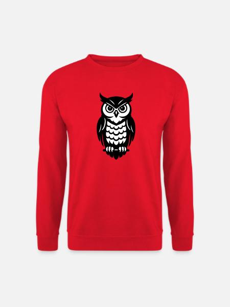 Eulen in Schwarz-Weiß - Unisex Pullover - Rot