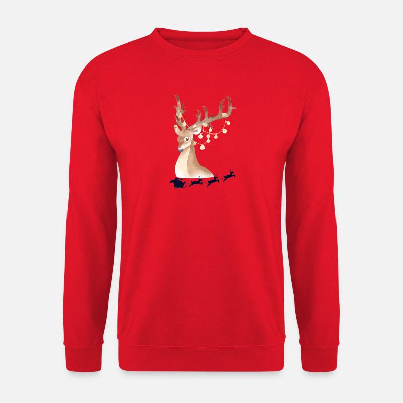 Lichter Hirsch im Winterwald - Unisex Pullover - Rot