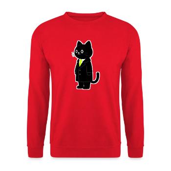 Chat de dessin animé en costume avec cravate vert fluo - Sweat-shirt Unisexe - rouge - Devant - Alina (178cm) & Michal (187cm)