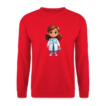 Little Doctor with Stethoscope & Gown – Medicine - Unisex Sweatshirt - red - Front - Alina (178cm) & Michal (187cm)