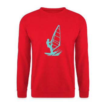 Windsurfer Silhouette im Meer - Unisex Pullover - Rot - Vorne - Alina (178cm) & Michal (187cm)