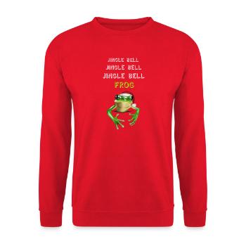 Jingle Bell Frog - Frosch mit Weihnachtsmütze - Unisex Pullover - Rot - Vorne - Alina (178cm) & Michal (187cm)
