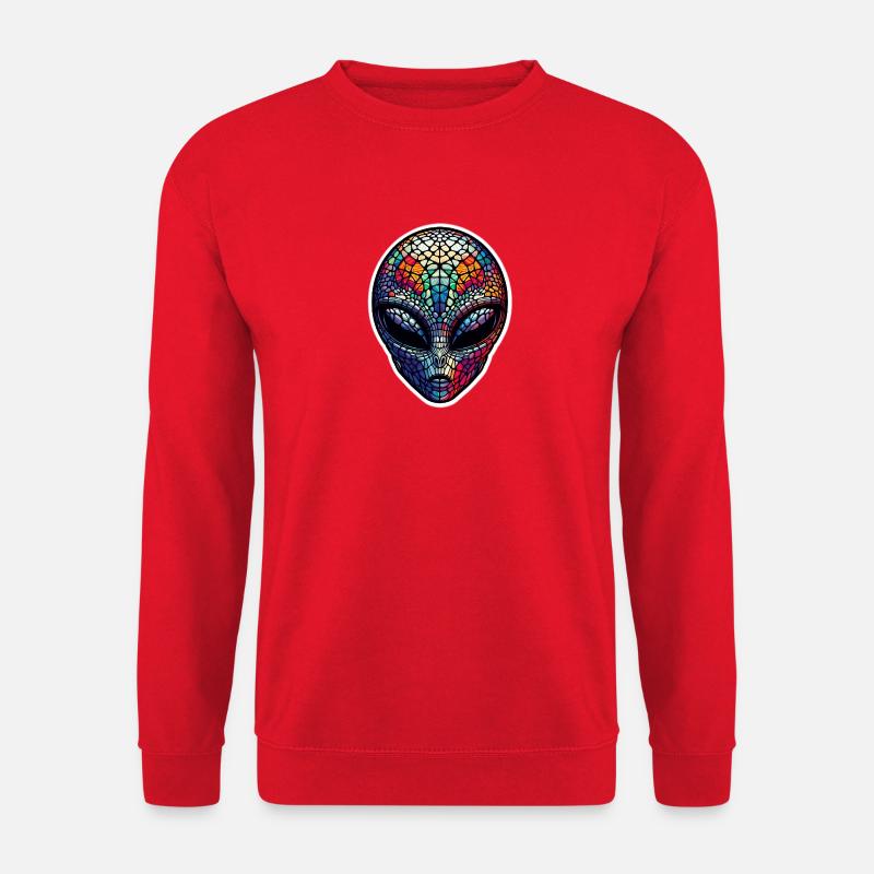Mosaik Alienkopf - Unisex Pullover - Rot
