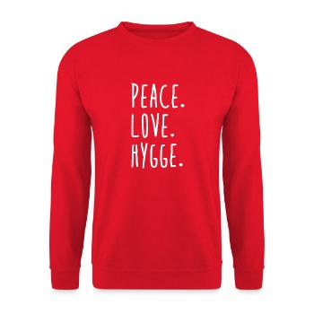 Peace Love Hygge - Unisex Pullover - Rot - Vorne - Alina (178cm) & Michal (187cm)