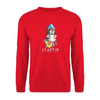 coole Startup Rakete - Unisex Pullover - Rot - Vorne - Alina (178cm) & Michal (187cm)