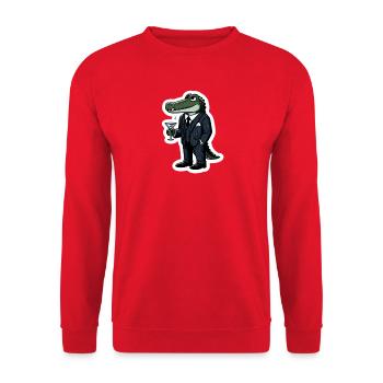 Gator im Anzug: Business-Cocktail - Unisex Pullover - Rot - Vorne - Alina (178cm) & Michal (187cm)