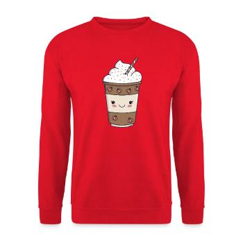 Pumpkin Spice Latte – Kawaii Fall 🍂☕ - Unisex Sweatshirt - red - Front - Alina (178cm) & Michal (187cm)