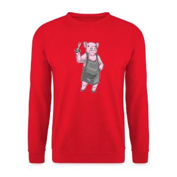 Ciseaux de coiffeur en forme de cochon - Sweat-shirt Unisexe - rouge - Devant - Alina (178cm) & Michal (187cm)
