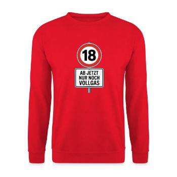 18 Anniversaire – À partir de maintenant, seul le signe de plein gaz - Sweat-shirt Unisexe - rouge - Devant - Alina (178cm) & Michal (187cm)