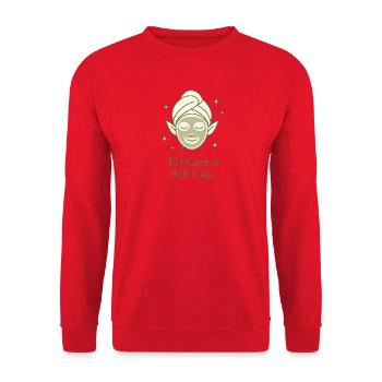 Elf Pflege ist Selbstfürsorge - Unisex Pullover - Rot - Vorne - Alina (178cm) & Michal (187cm)