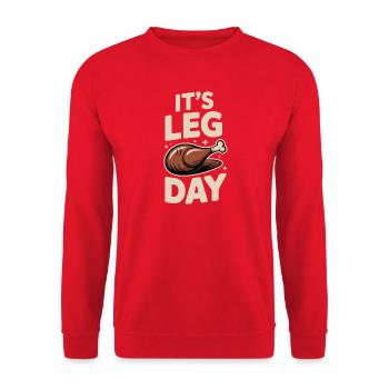 It's Leg Day Gym Cheat Day Bein Training Fitness - Unisex Pullover - Rot - Vorne - Alina (178cm) & Michal (187cm)