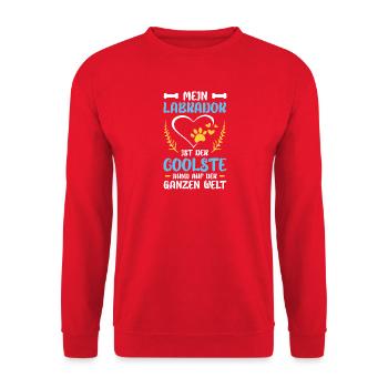 Mein Labrador – Der Coolste Hund Weltweit - Unisex Pullover - Rot - Vorne - Alina (178cm) & Michal (187cm)