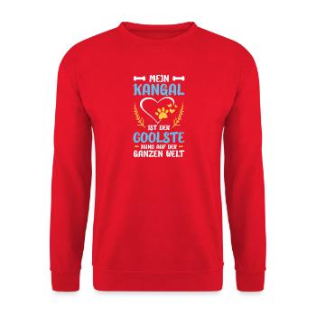 Mein Kangal: Coolste Hundewelt Herz - Unisex Pullover - Rot - Vorne - Alina (178cm) & Michal (187cm)
