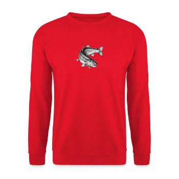 Trout Fish Fishing Ink Tattoo Vector - Unisex Sweatshirt - red - Front - Alina (178cm) & Michal (187cm)