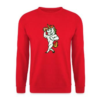 Unicorn American Football Power-Maskottchen - Unisex Pullover - Rot - Vorne - Alina (178cm) & Michal (187cm)