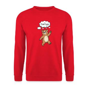 Think Light Bear Cartoon Motif - Unisex Sweatshirt - red - Front - Alina (178cm) & Michal (187cm)