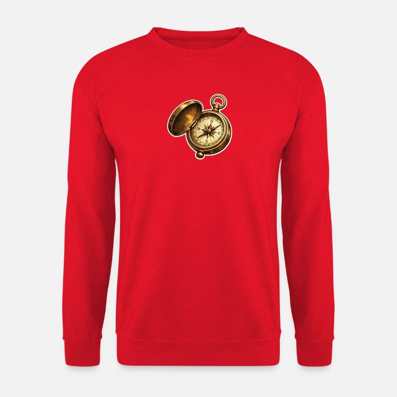 Antike Kompassuhr Abenteuer - Unisex Pullover - Rot