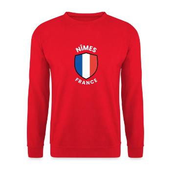 Nîmes France Shield Design - Unisex Sweatshirt - red - Front - Alina (178cm) & Michal (187cm)