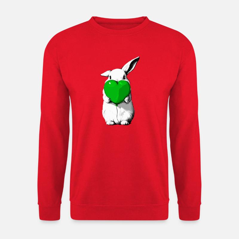 Bunny with green heart balloon - Unisex Sweatshirt - red