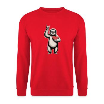 Cooles Faultier mit Herz - Unisex Pullover - Rot - Vorne - Alina (178cm) & Michal (187cm)