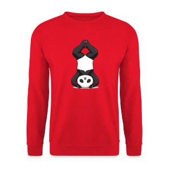 Yoga Panda im Kopfstand - Unisex Pullover - Rot - Vorne - Alina (178cm) & Michal (187cm)