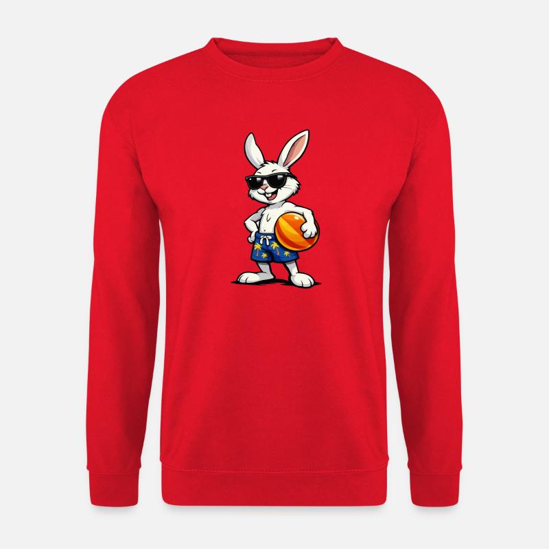 Hase Beach-Vibes mit Ball - Unisex Pullover - Rot