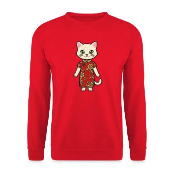 china shanghai cat - Unisex Sweatshirt - red - Front - Alina (178cm) & Michal (187cm)